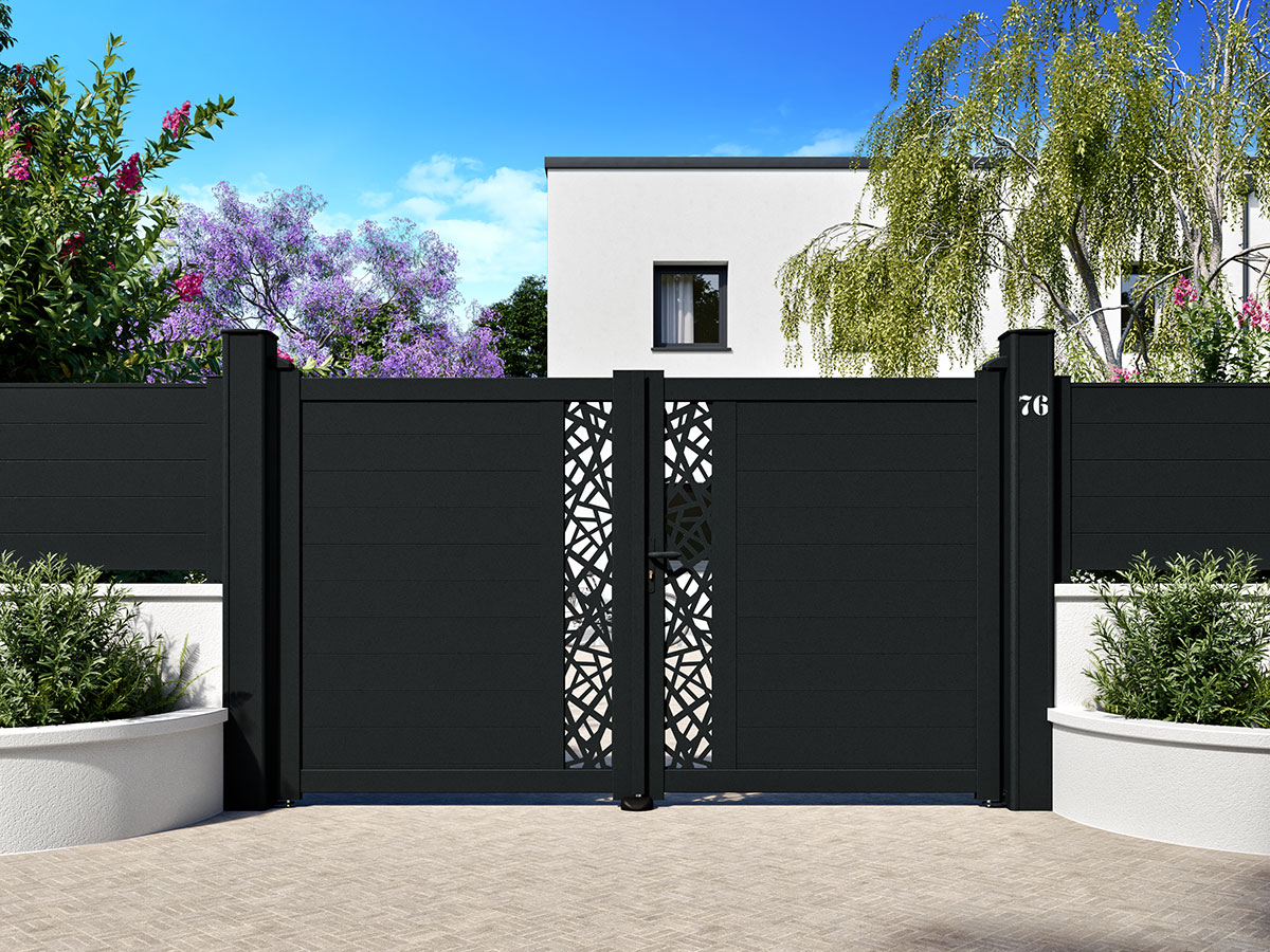 Portail aluminium Nectar - Côté portail - Portails, clôtures et