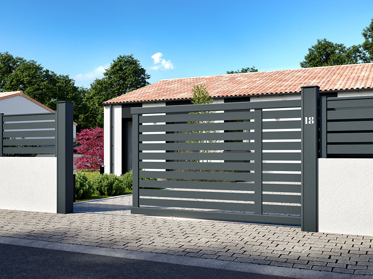 Portail aluminium Salak - Côté portail - Portails, clôtures et